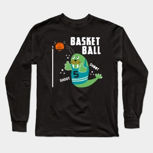 Walrus playing basketball cartoon Long Sleeve T-Shirt